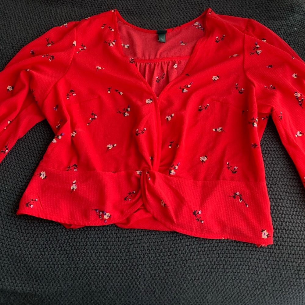 Wild Fable Red Floral Crop Top Size XXL
